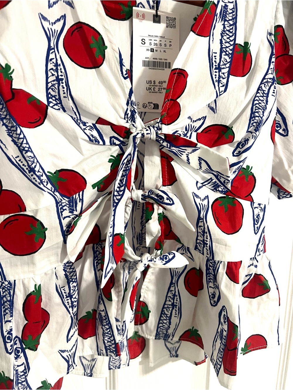 Zara Printed Shirt with Bows - blue/ white - Picture 5 of 8
